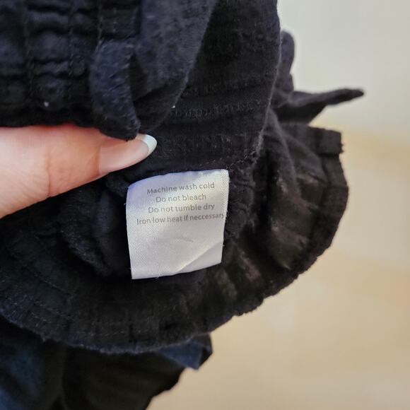 Polly Black Crop Tie Front Top Size 4 Flutter Sleeve Festival Concert Milk Maid - Picture 5 of 9